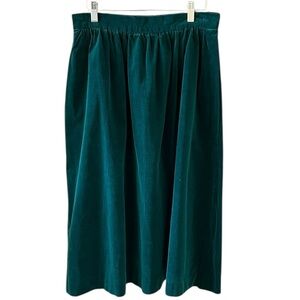 Vintage Sears Hunter Green Velvet Midi Skirt Gathered Waist Sz30